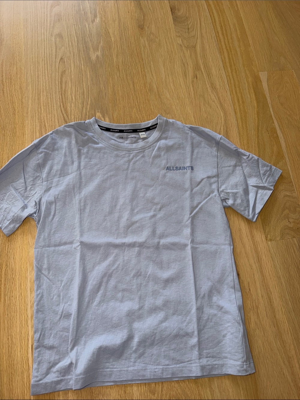 AllSaints Men's Pale Blue Chest Logo Short Sleeve Tee